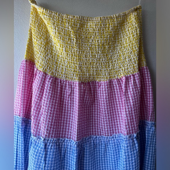 Strapless Gingham Midi Dress - Picture 2 of 5